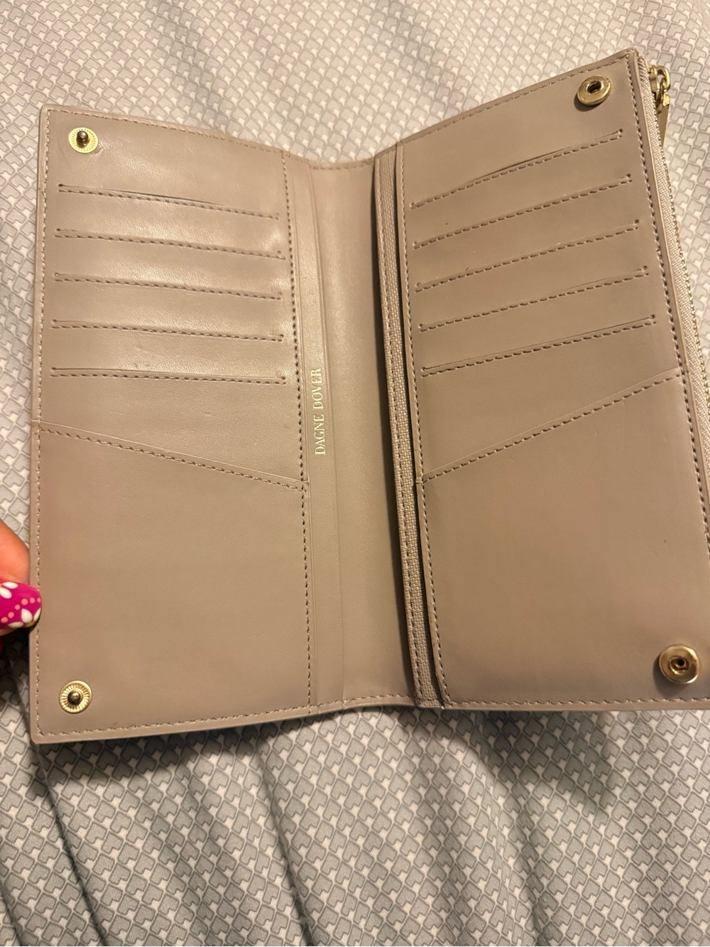 Dagne Dover Taupe Leather Long Card Wallet